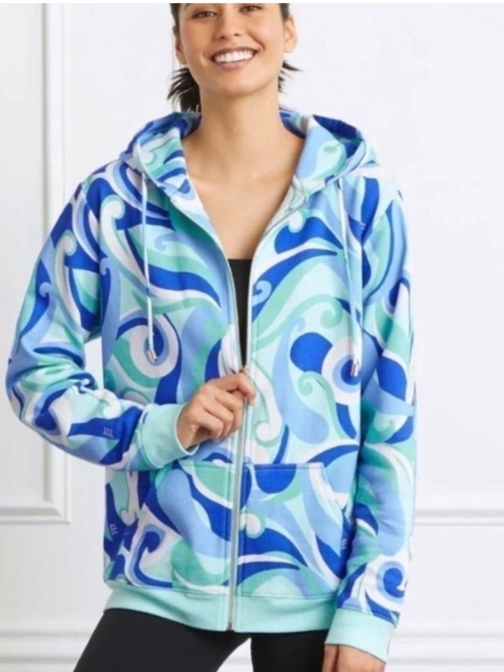 Hill House NWT Allie Zip Up Hoodie M Ocean Kaleidoscope